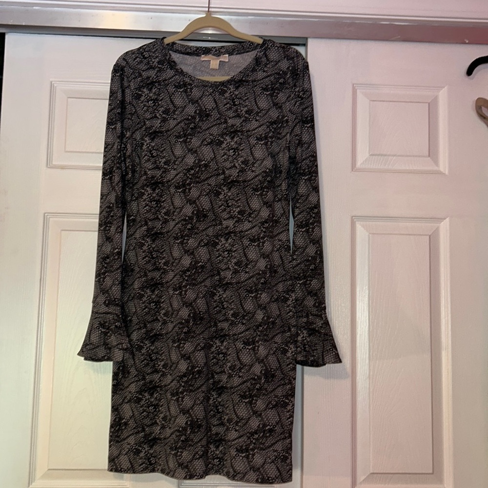 Lace print long sleeve dress